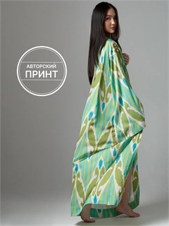 Халат длинный шелковый кимоно ДлинХалатБирюза